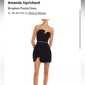 Amanda Uprichard Black Ruched Asymmetrical Cocktail Dress